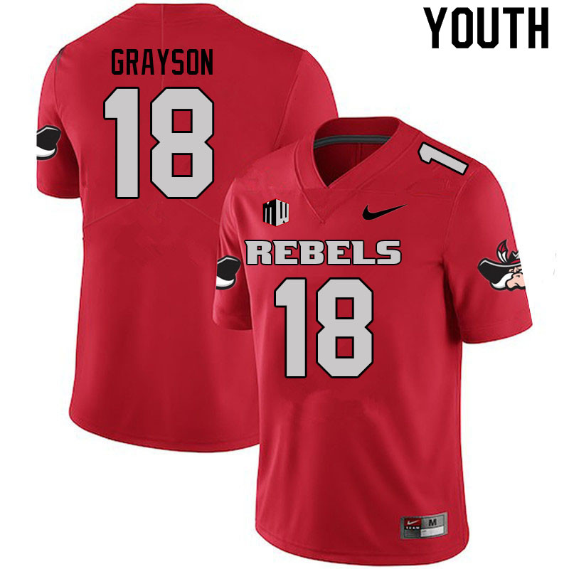 Youth #18 Shaun Grayson UNLV Rebels College Football Jerseys Sale-Scarlet - Click Image to Close